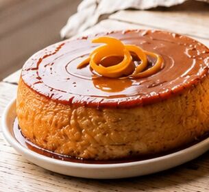 Cuban Flan de Queso on a plate
