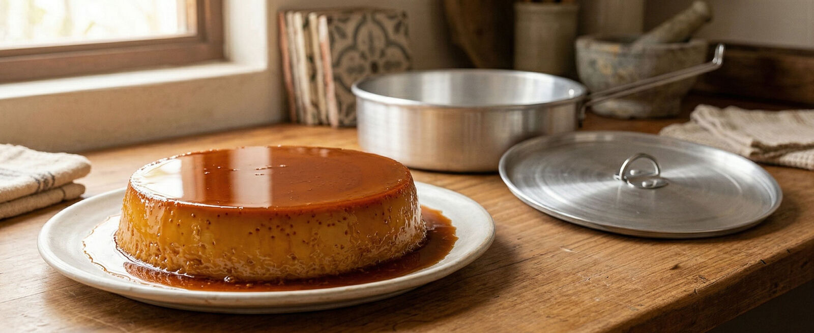 Traditional Globe Rocket aluminum flan molds with lids
