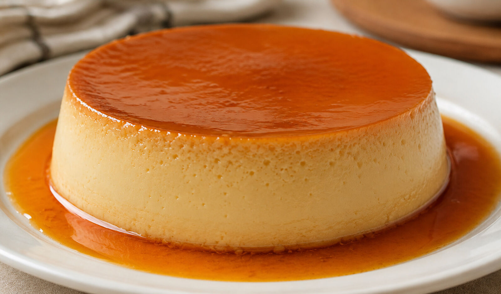 Venezuelan Quesillo unmolded on a plate